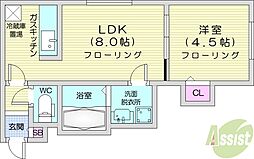 クレセリア新川 2LDKの間取図画像