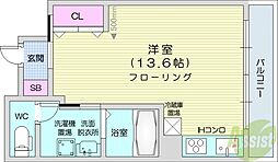 UURコート札幌南3条プレミアタワー ワンルームの間取図画像