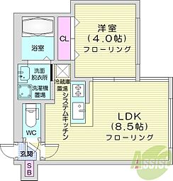 PRIMEOCOURT麻生中央 1LDKの間取図画像