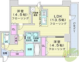 ピュア東彩館2 2LDKの間取図画像