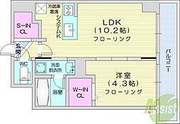 ASHMARUYAMA 1LDKの間取図画像