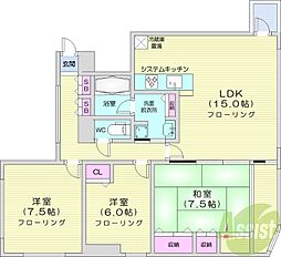 サンティパープ 3LDKの間取図画像