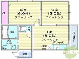 グラシアN37 2DKの間取図画像