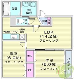 セジュールフォルスC 2LDKの間取図画像