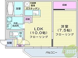 パレットコート 1LDKの間取図画像