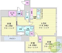 NORX北7東7 3LDKの間取図画像