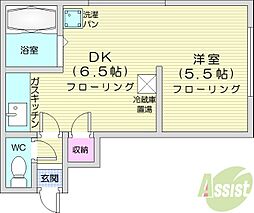 アメニティハイム壱番館 1DKの間取図画像