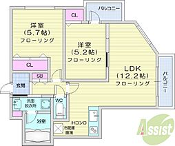レジディア南一条イースト 2LDKの間取図画像