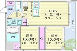 ラ・ソレイユ南2条 2LDKの間取図画像