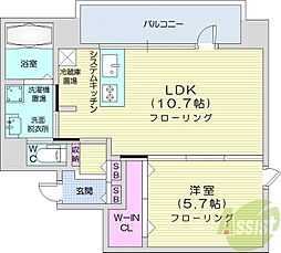 オルムドグランメール大通 1LDKの間取図画像