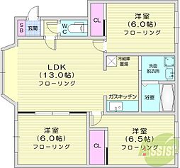 ルミエールあいの里 3LDKの間取図画像