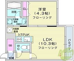 アジュールコートN5 1LDKの間取図画像