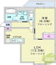 ラプラス裏参道 1LDKの間取図画像
