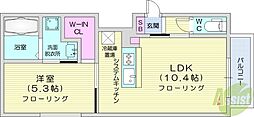 札幌市西区二十四軒四条5丁目マンション 1LDKの間取図画像