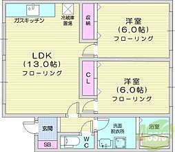 トレンディハウス 2LDKの間取図画像