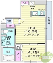 レシディア大通り西 1LDKの間取図画像