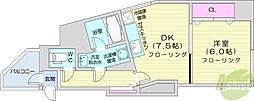 コートロティ大通 1DKの間取図画像