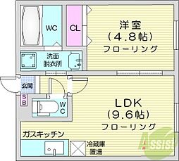グランドヒルズ 1LDKの間取図画像