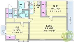 アークヒルズ中島公園 2LDKの間取図画像