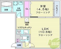 レイア札幌 1LDKの間取図画像