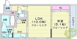 ヴェリテ円山神宮 1LDKの間取図画像