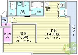 F141 1LDKの間取図画像