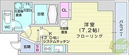 アルファスクエア北15条 1Kの間取図画像