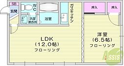 ロイアル麻生東 1LDKの間取図画像