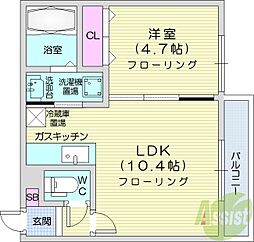 ル・ファールN32 1LDKの間取図画像
