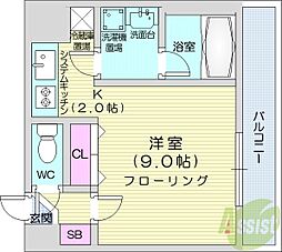 ラトゥール 1Kの間取図画像