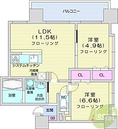 ロイスガーデン山鼻 2LDKの間取図画像