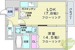シュクル医大南 1DKの間取図画像