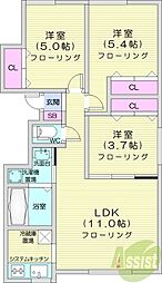 フラット61 3LDKの間取図画像