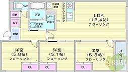 ZABOHILLSFUSHIMI 3LDKの間取図画像