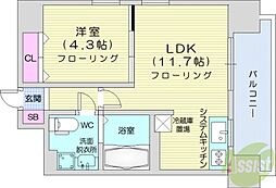 レオーネ中島公園 1LDKの間取図画像