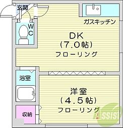 アムクレスト242-1 1DKの間取図画像