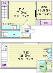 プライムハウス宮の森壱番館 2DKの間取図画像