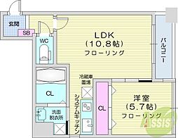 ドエル南円山 1LDKの間取図画像