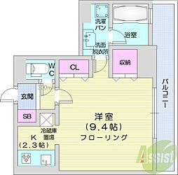グランカーサ裏参道 1Kの間取図画像