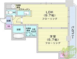 メトロサイド大通 1LDKの間取図画像