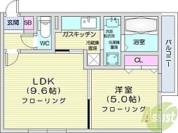 プロムナードコート麻生 1LDKの間取図画像