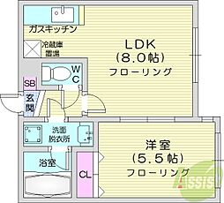 ステージノア北円山 1LDKの間取図画像