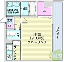 ioミナミ3ジョウ 1Kの間取図画像
