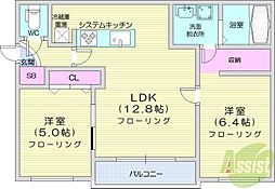 FERIZSARA 2LDKの間取図画像