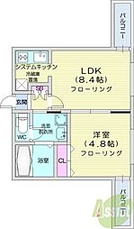 グレースコート円山北 1LDKの間取図画像