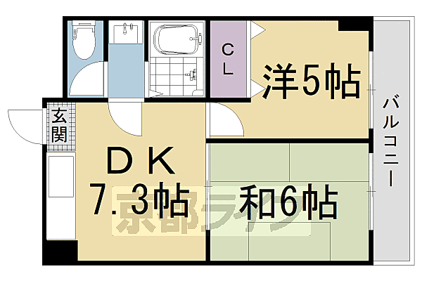 高畝ハイツ 402｜京都府京都市右京区梅津高畝町(賃貸マンション2DK・4階・40.00㎡)の写真 その2