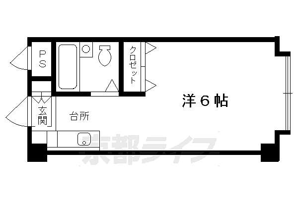 カサデソーラ白川 104｜京都府京都市左京区一乗寺樋ノ口町(賃貸マンション1K・1階・14.85㎡)の写真 その2