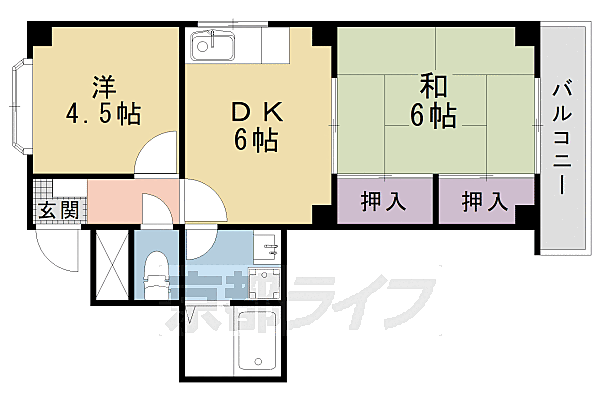 京都府京都市下京区西七条南衣田町(賃貸マンション2DK・3階・42.00㎡)の写真 その2