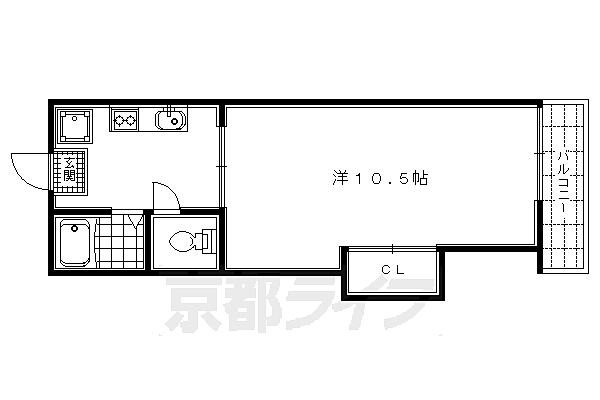 中嶋マンション B2｜京都府京都市北区紫竹西北町(賃貸マンション1K・3階・26.83㎡)の写真 その2