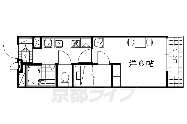 京都府京都市南区吉祥院西ノ茶屋町(賃貸マンション1K・1階・20.81㎡)の写真 その2